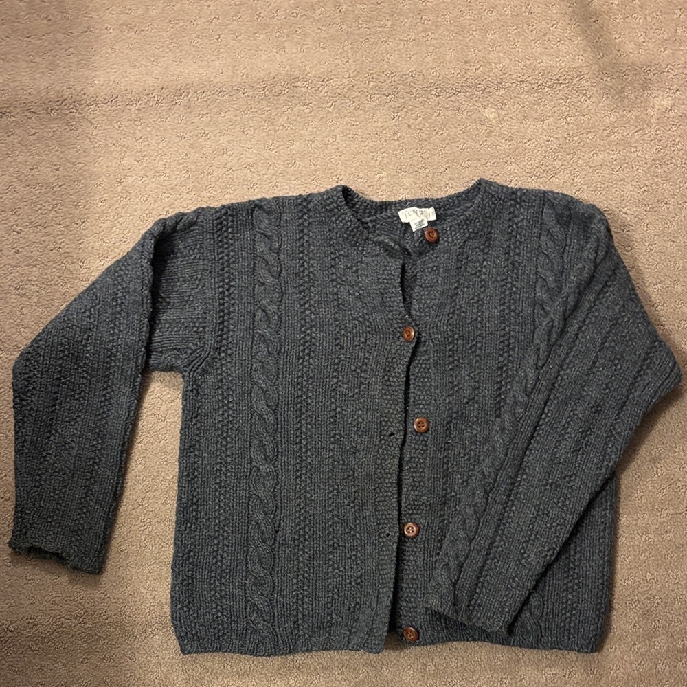 J. Crew Charcoal Cable Knit Cardigan